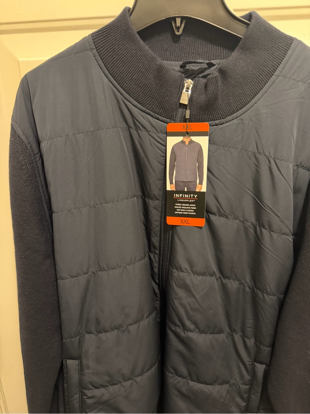 NFINITY Quilted Bomber Jacket in Navy Blue